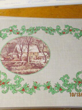 vintage currier Ives Christmas reverse winter scenes 4 placemats